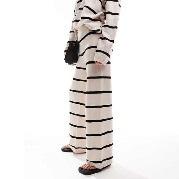 ASOS Design Knitted Pants in Textured Yarn in Stripe - Picture 1 of 5